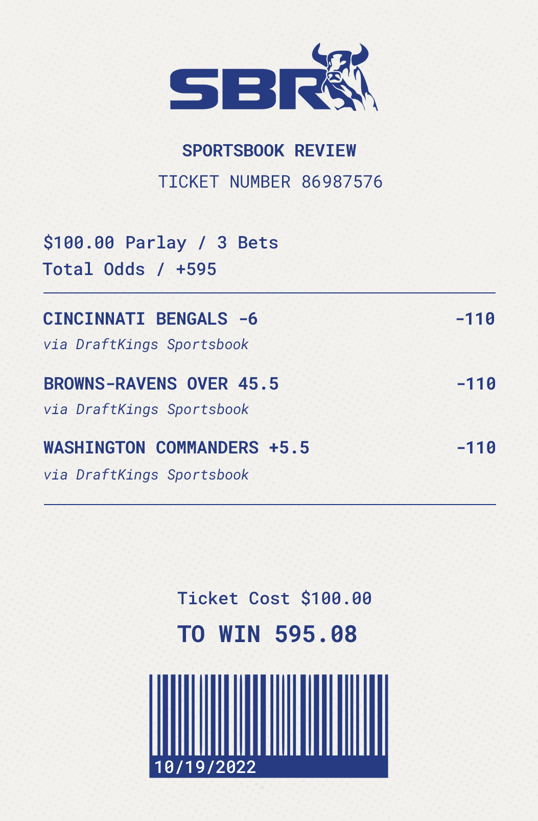 Sbr Betting TicketParlay Three Picks