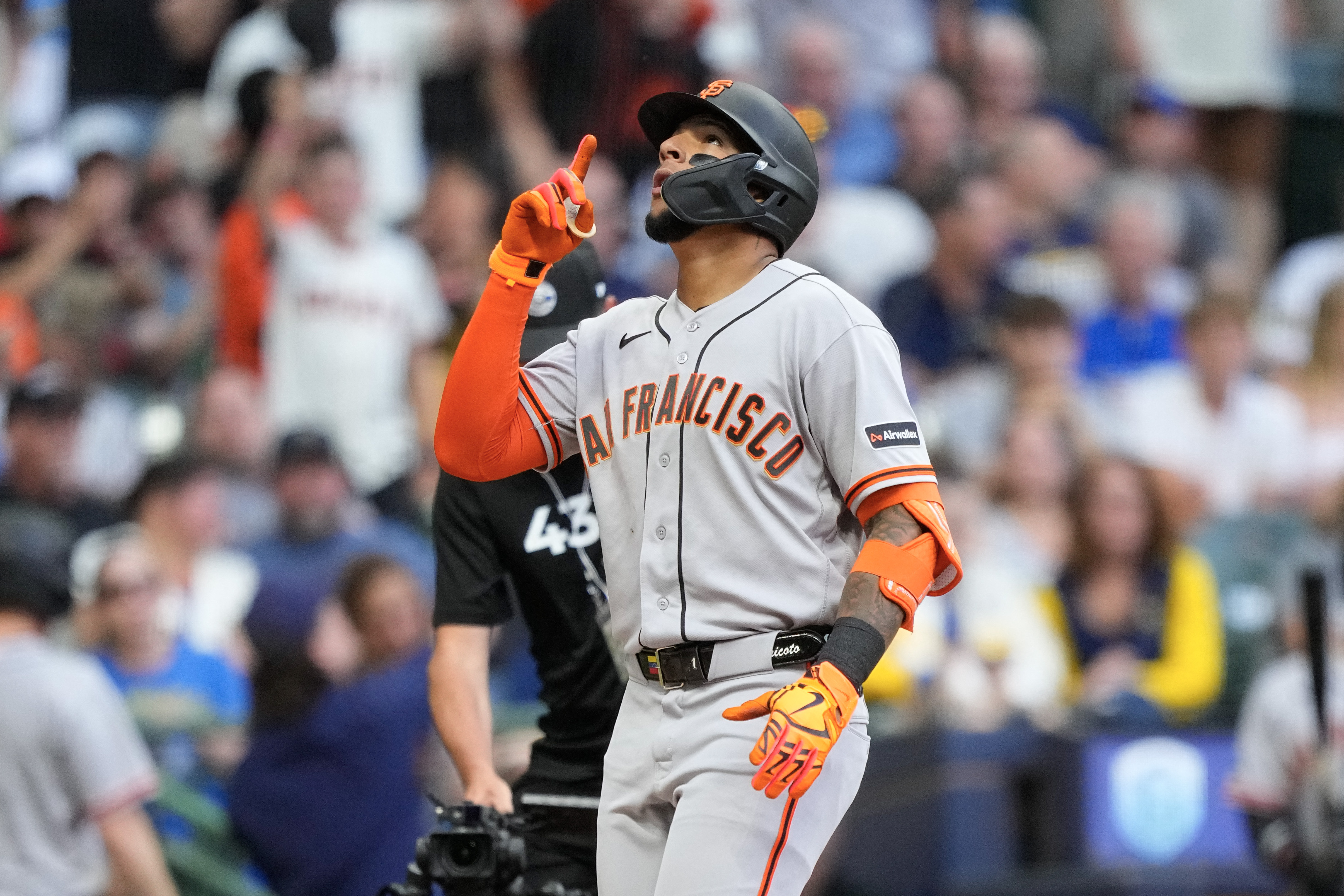 San Francisco Giants right fielder Victor Bericoto (78) celebrates as we break down our home run predictions today.