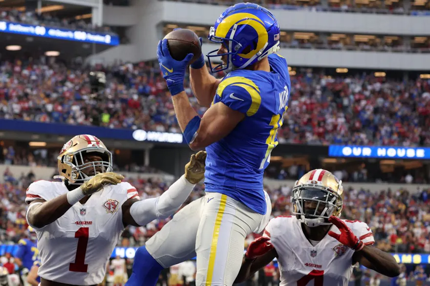 Cooper Kupp of the Los Angeles Rams catches a touchdown pass against the San Francisco 49ers. 