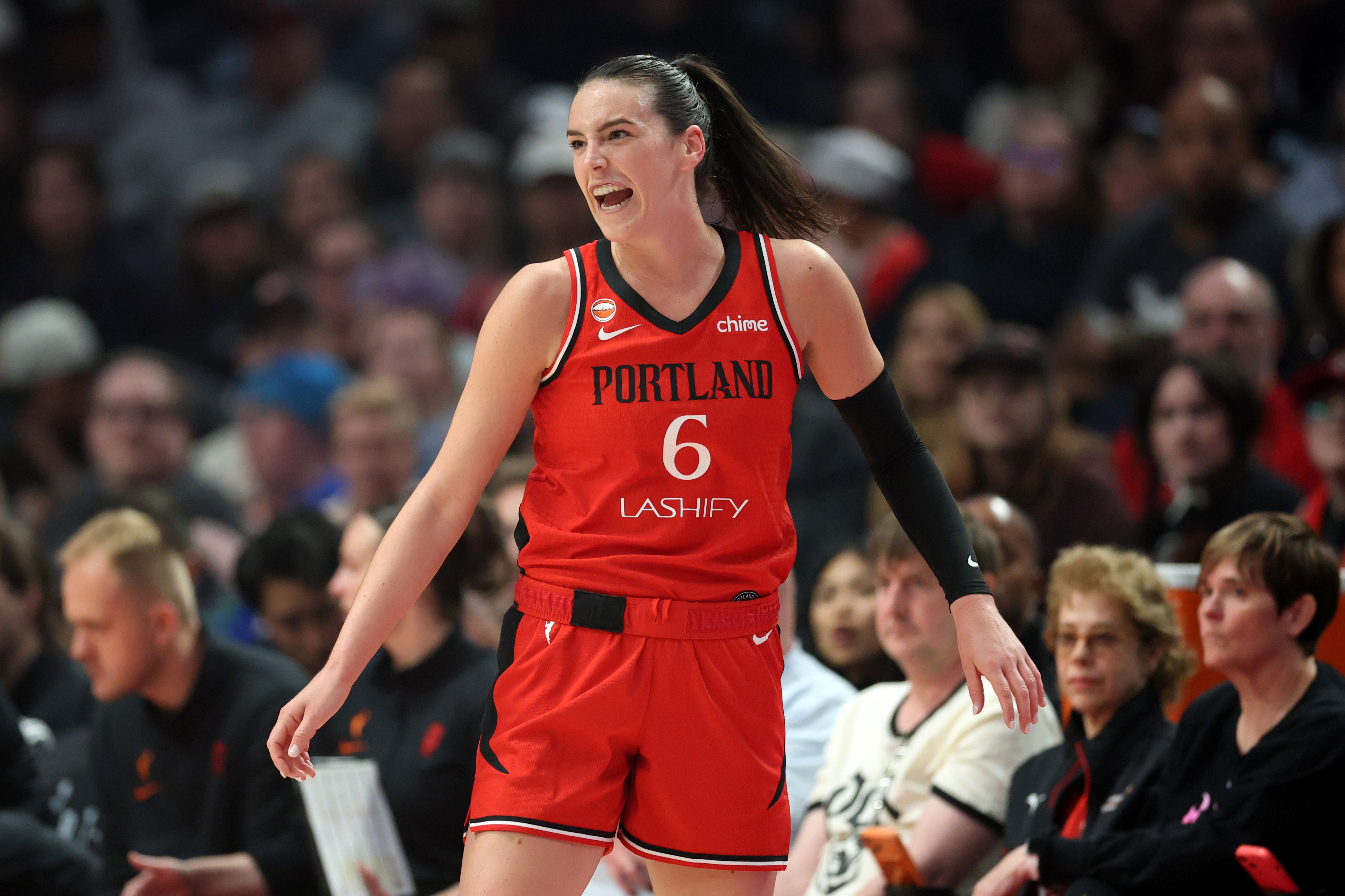  Portland Fire forward Bridget Carleton reacts, and she's key as I look at my Fire vs. Sparks prediction.