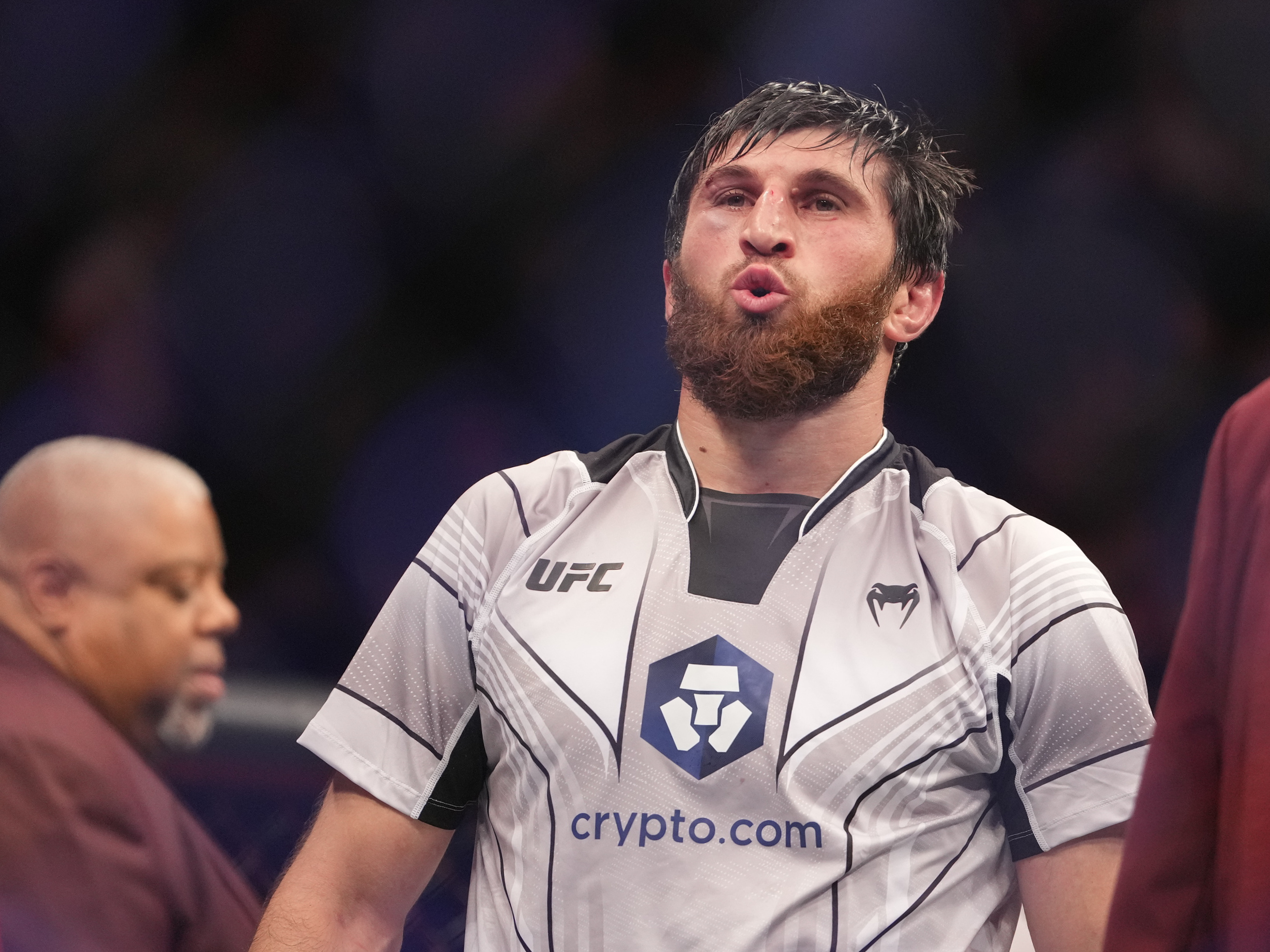Magomed Ankalaev reacts after the fight as we look at the best UFC 308 odds.