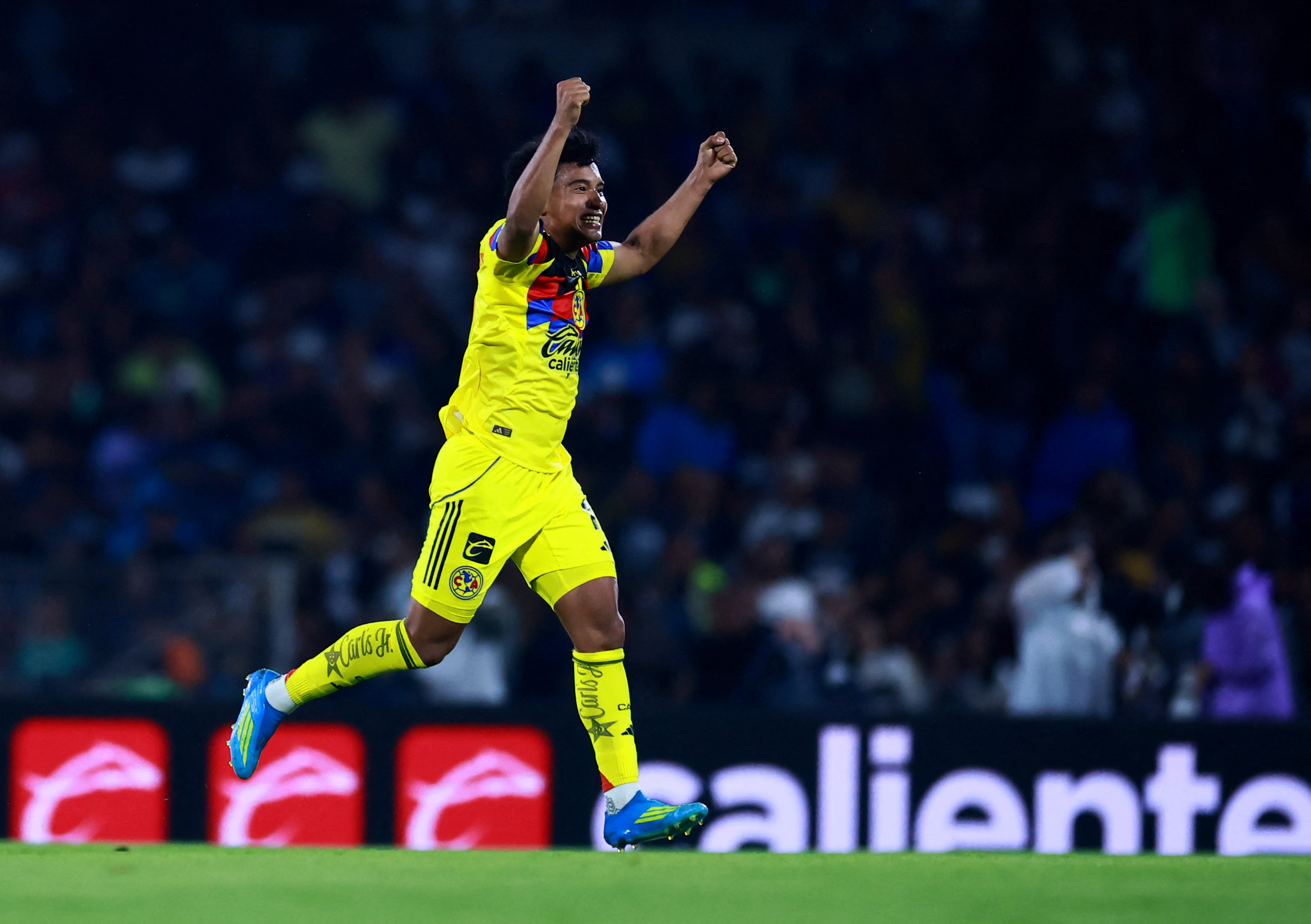 America's Isaias Violante celebrates as we makee our best Club America vs. Austin FC prediction.