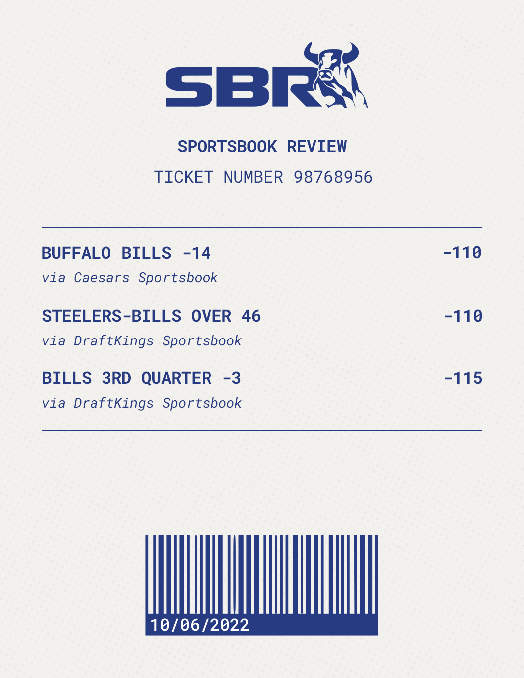 Sbr Betting TicketThree Picks