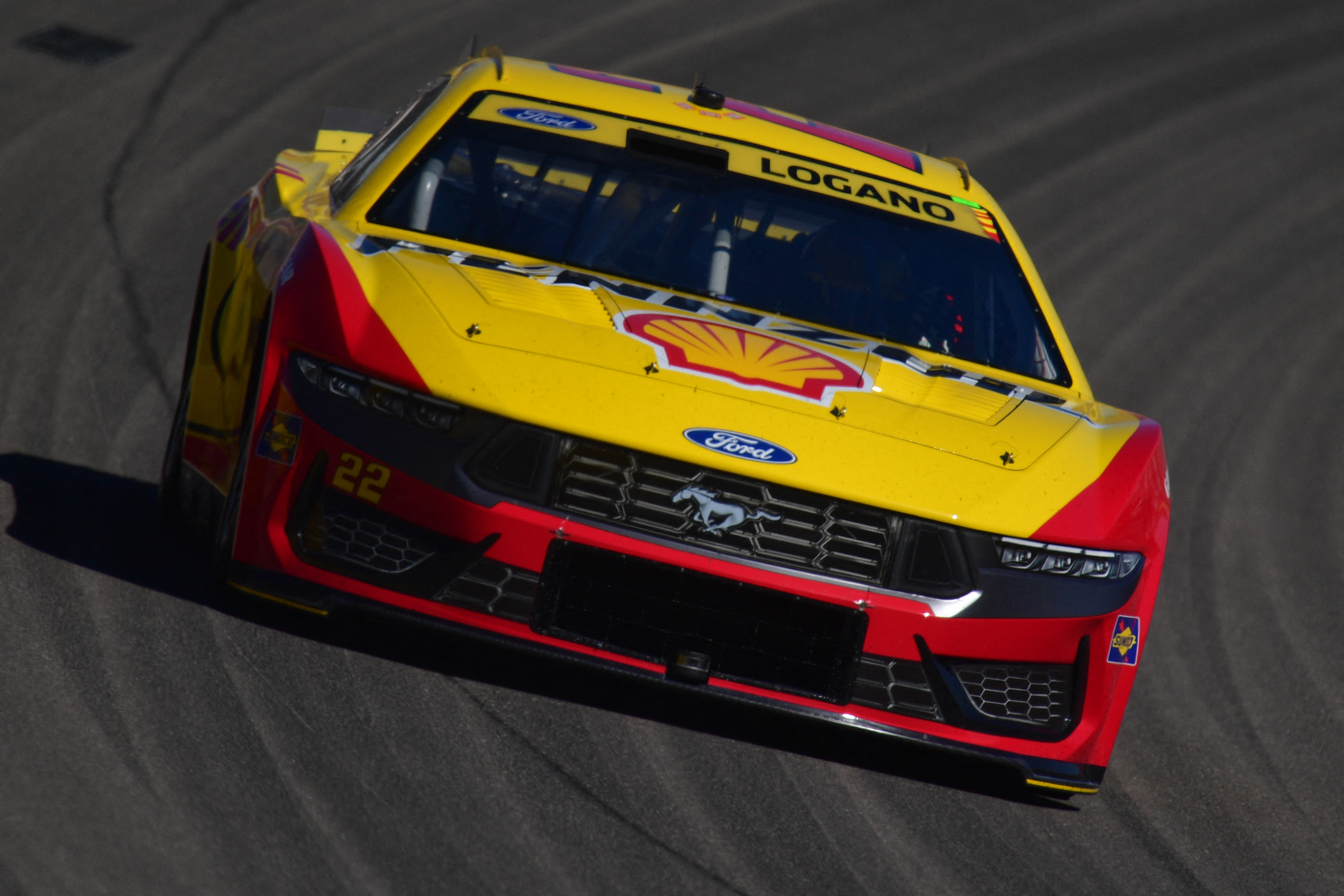 NASCAR Cup Series driver Joey Logano (22), seen here during a race, is featured in our Cook Out Clash odds and predictions.