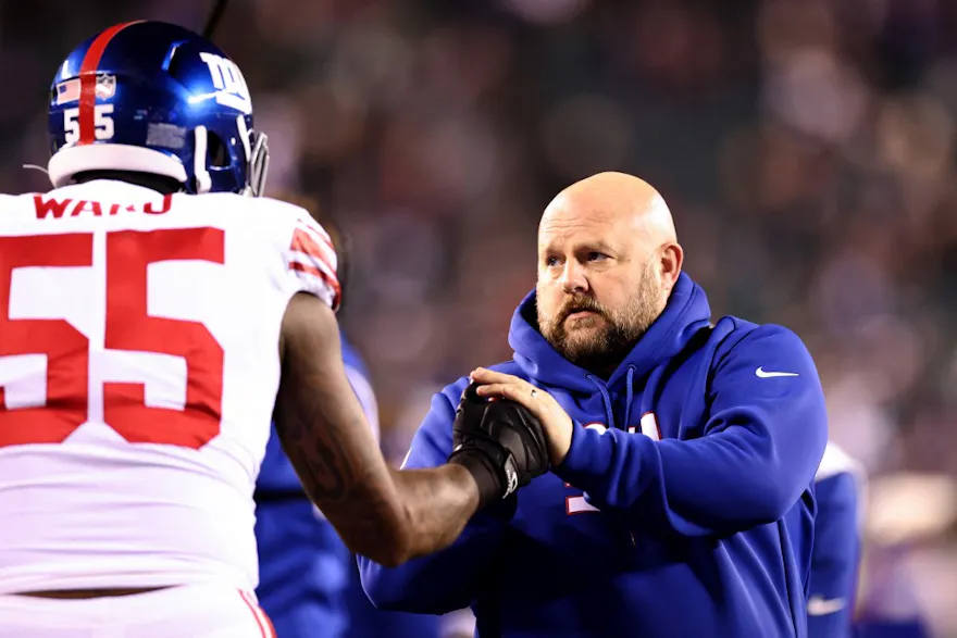 Head coach Brian Daboll of the New York Giants looks on prior to a game against the Philadelphia Eagles in the NFC Divisional Playoff game at Lincoln Financial Field on January 21, 2023 in Philadelphia, Pennsylvania.