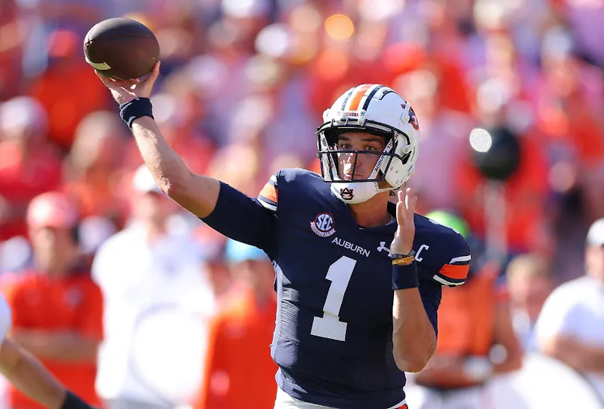 Payton Thorne of the Auburn Tigers passes against the Georgia Bulldogs during the second quarter at Jordan-Hare Stadium as we look at our SEC best bets for Week 7.