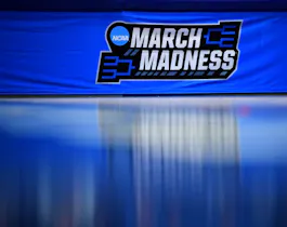 A detailed view of the March Madness logo as we look at the top March Madness betting trends.