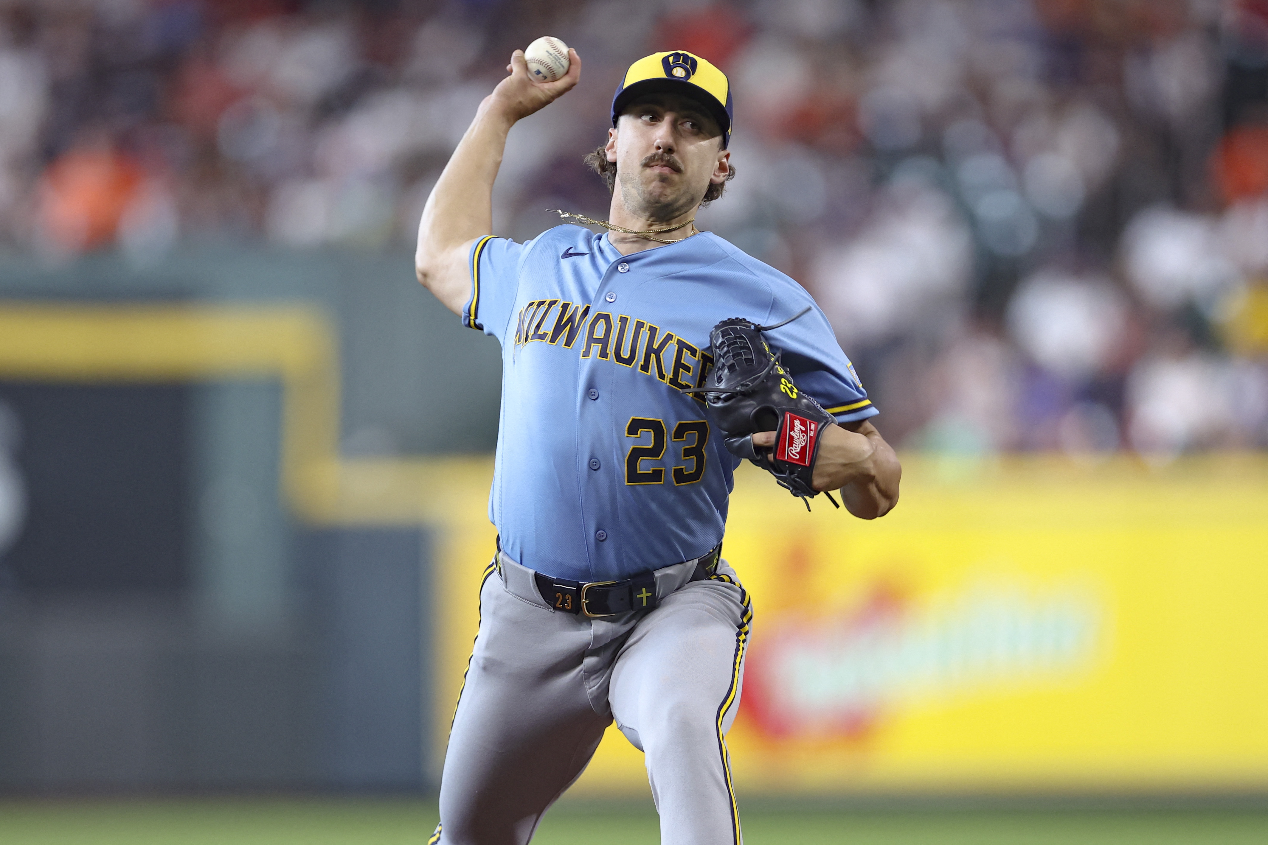 Milwaukee Brewers' Brandon Sproat delivers a pitch as we make our best Brewers vs. Rockies prediction.