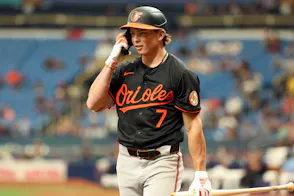 Baltimore Orioles second base Jackson Holliday walks back to the dugout as we look at the Maryland sports betting financial report from July 2024.