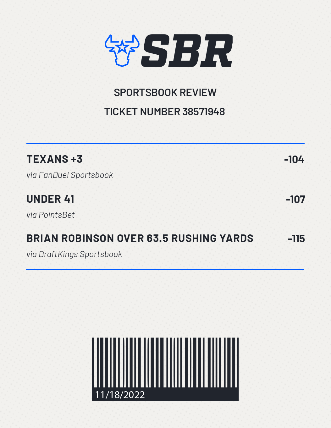 Sbr Betting TicketThree Picks