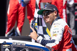 NASCAR Cup Series driver Kyle Larson celebrates as we look at the Iowa Corn 350 odds and picks for Sunday