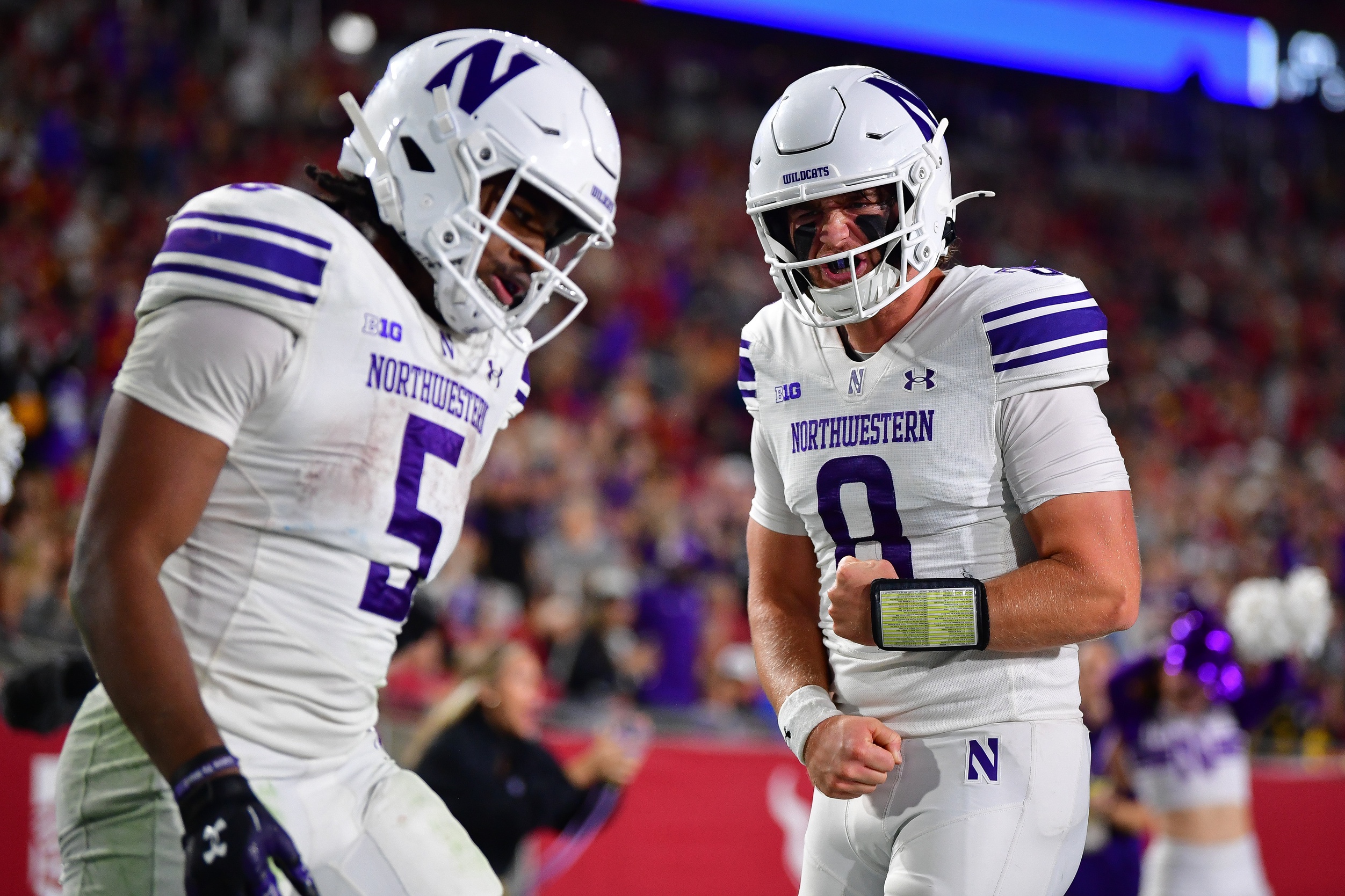 Northwestern Wildcats quarterback Preston Stone reacts, and we're looking at our Central Michigan vs. Northwestern Predictions