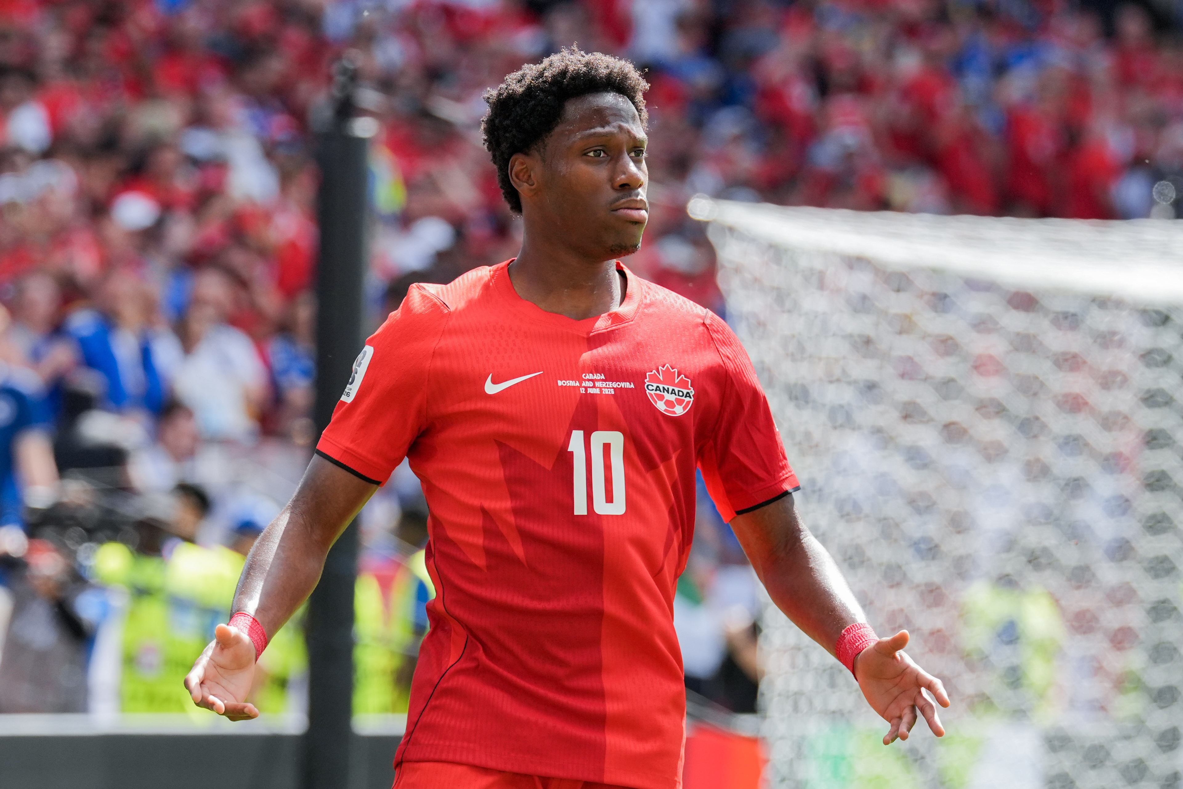 Jonathan David of Canada reacts as we make our best Canada vs. Qatar prediction.