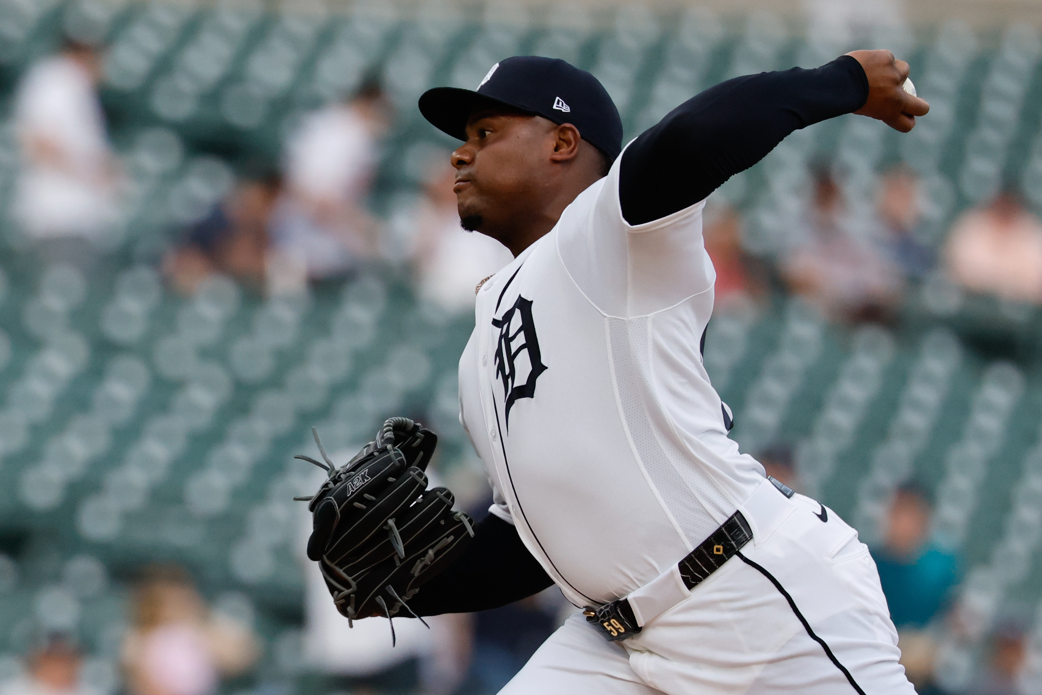 Detroit Tigers pitcher Framber Valdez - who's featured in my best NRFI bets today - pitches in the first inning. 