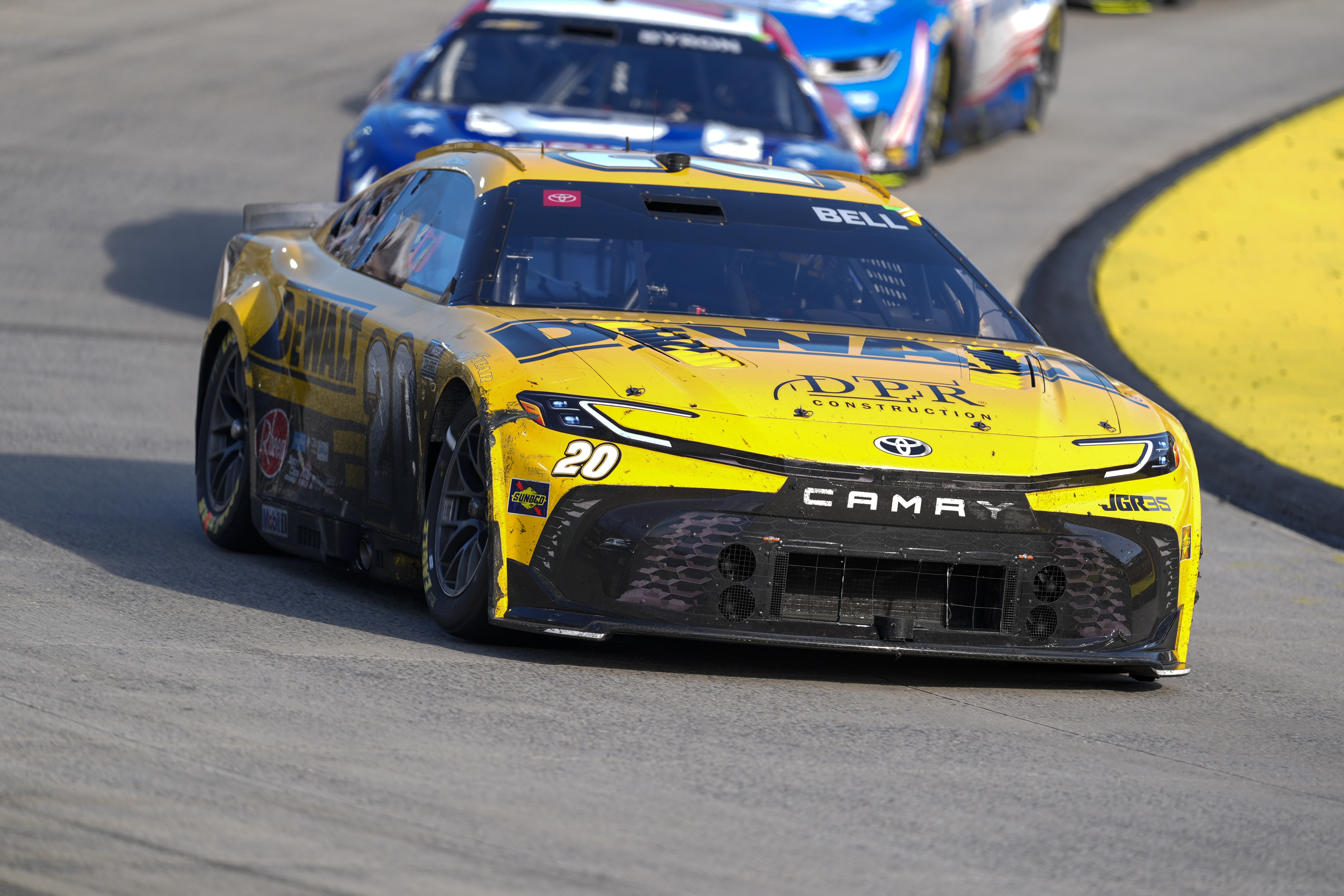 Joe Gibbs Racing driver Christopher Bell (20) out of turn four at Martinsville Speedway.