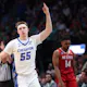 Baylor Scheierman of the Creighton Bluejays reacts after a 3-point basket during the second half against the North Carolina State Wolfpack.