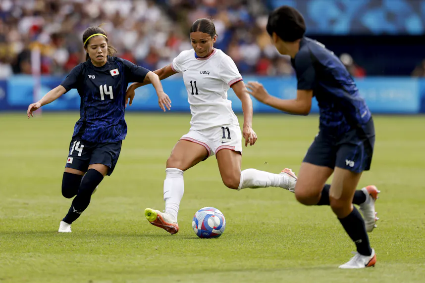 United States forward Sophia Smith during the Paris 2024 Olympic Summer Games as we profile our best predictions for the USA vs. Germany women's soccer semifinal.