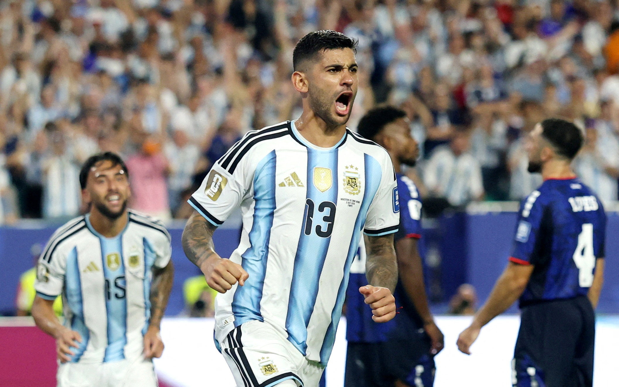 Argentina's Cristian Romero celebrates scoring as we make our best World Cup predictions for Tuesday.