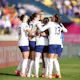 Players of United States celebrate a goal during the 2023 FIFA Women's World Cup at Wellington Regional Stadium in Wellington, New Zealand. Photo by Jose Hernandez / Anadolu Agency via AFP.