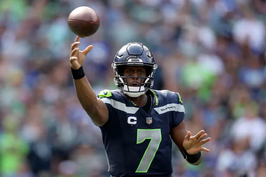 Geno Smith #7 of the Seattle Seahawks features in our NFL upset picks.