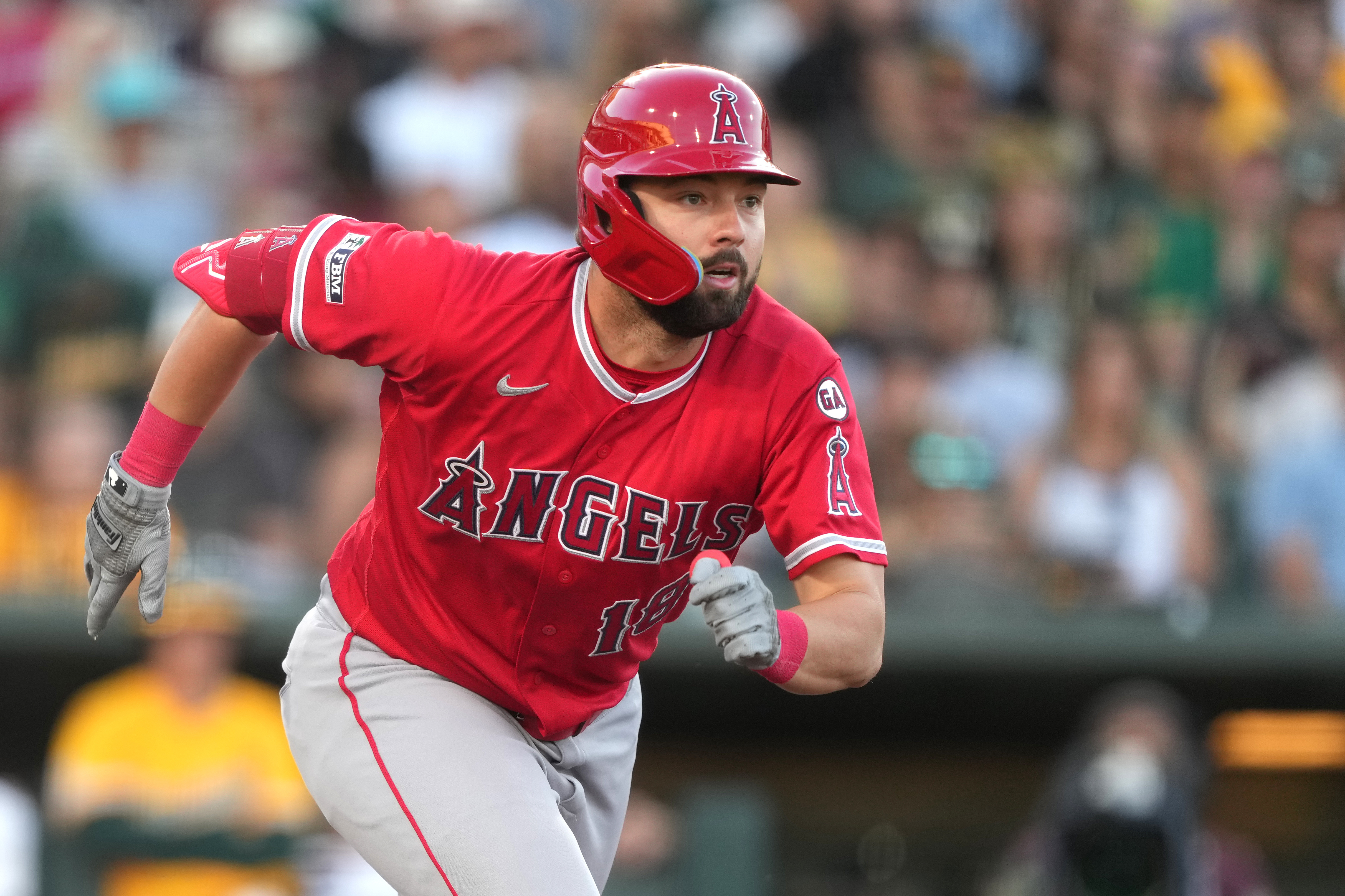 Los Angeles Angels first baseman Nolan Schanuel (18) runs as we break down our Cardinals vs. Angels prediction.