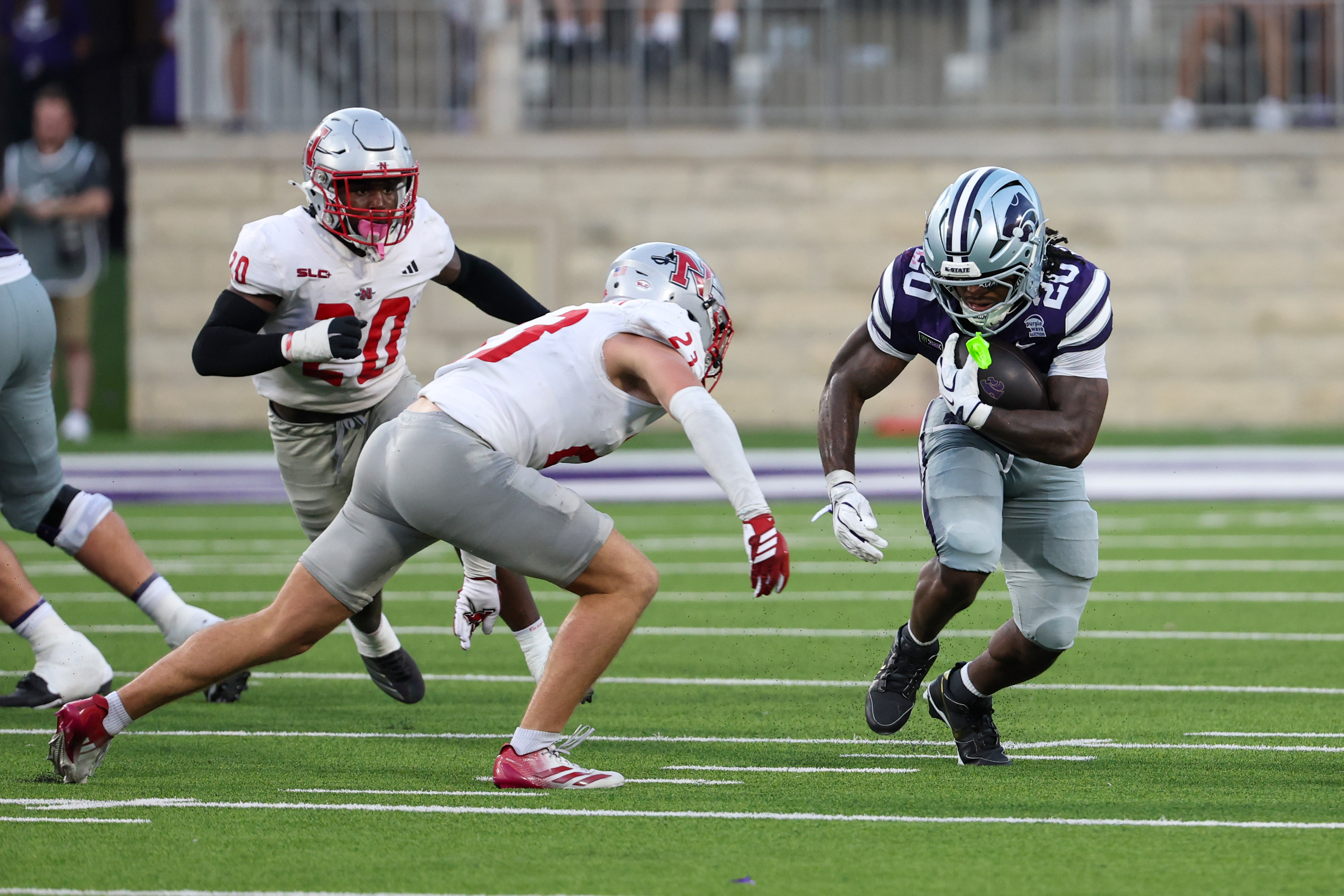 Pictured: K-State running back Rodney Fields Jr. as we break down our Tulane vs. Kansas State Prediction. Photo by Scott Sewell-Imagn Images.