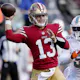 Brock Purdy of the San Francisco 49ers attempts a pass during the second quarter against the Miami Dolphins at Levi's Stadium on December 04, 2022. Photo by Thearon W. Henderson Getty Images via AFP.