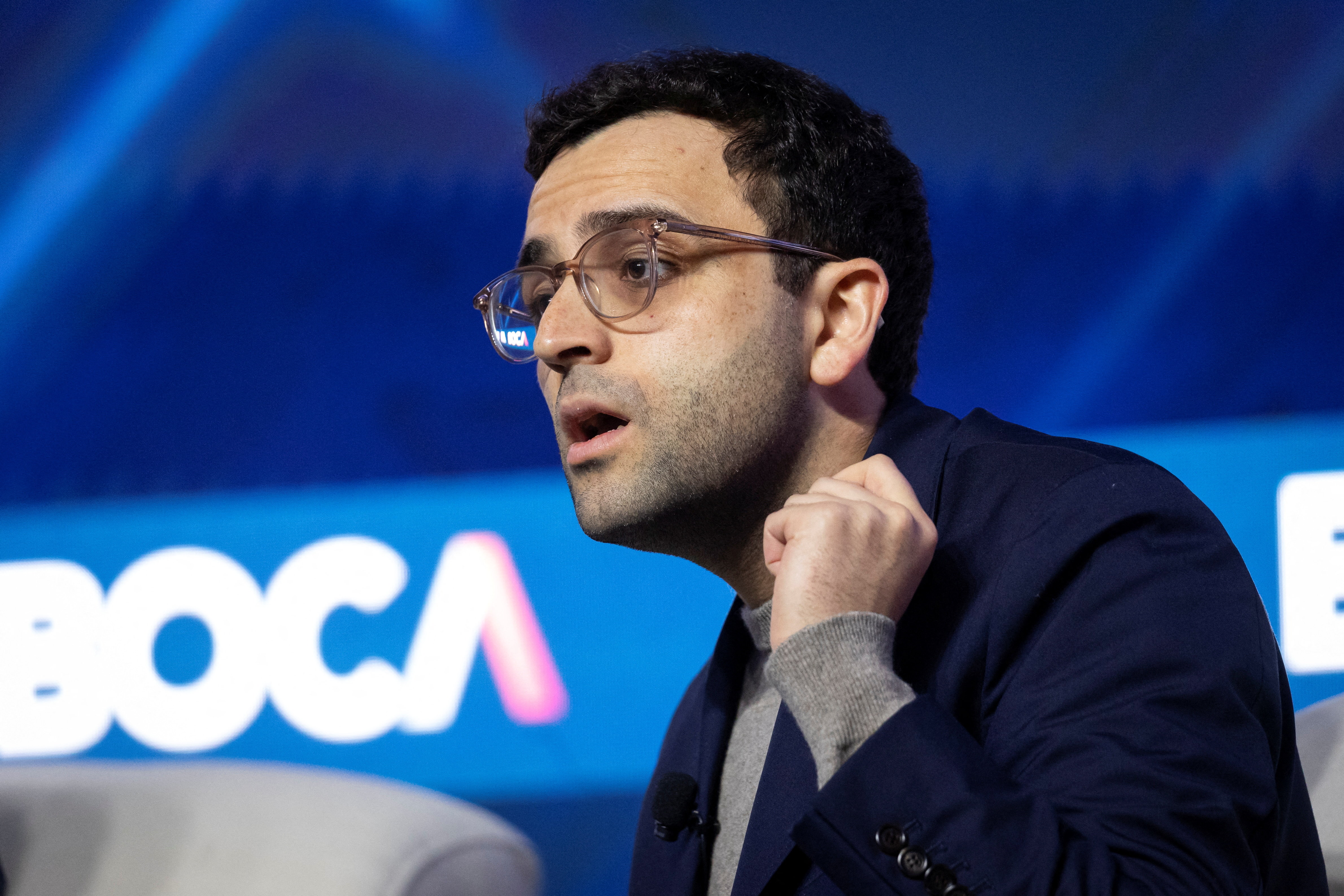 Kalshi Tarek Mansour speaks during the FIA Global Cleared Markets Conference Boca 2026, in Boca Raton, Florida, U.S., March 10, 2026.