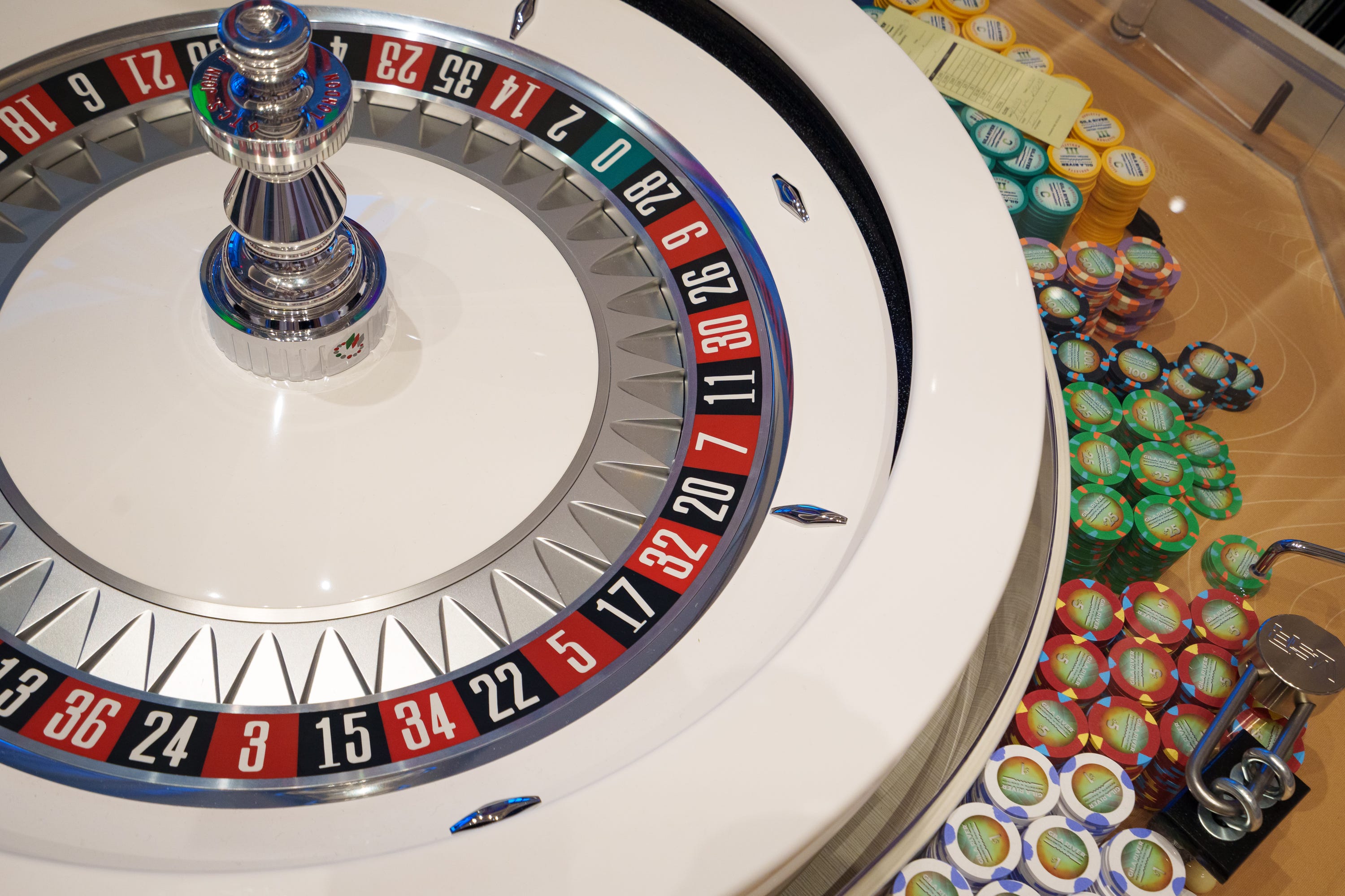 White roulette wheel as we look at Caesars expanded partnership with Maine tribes.