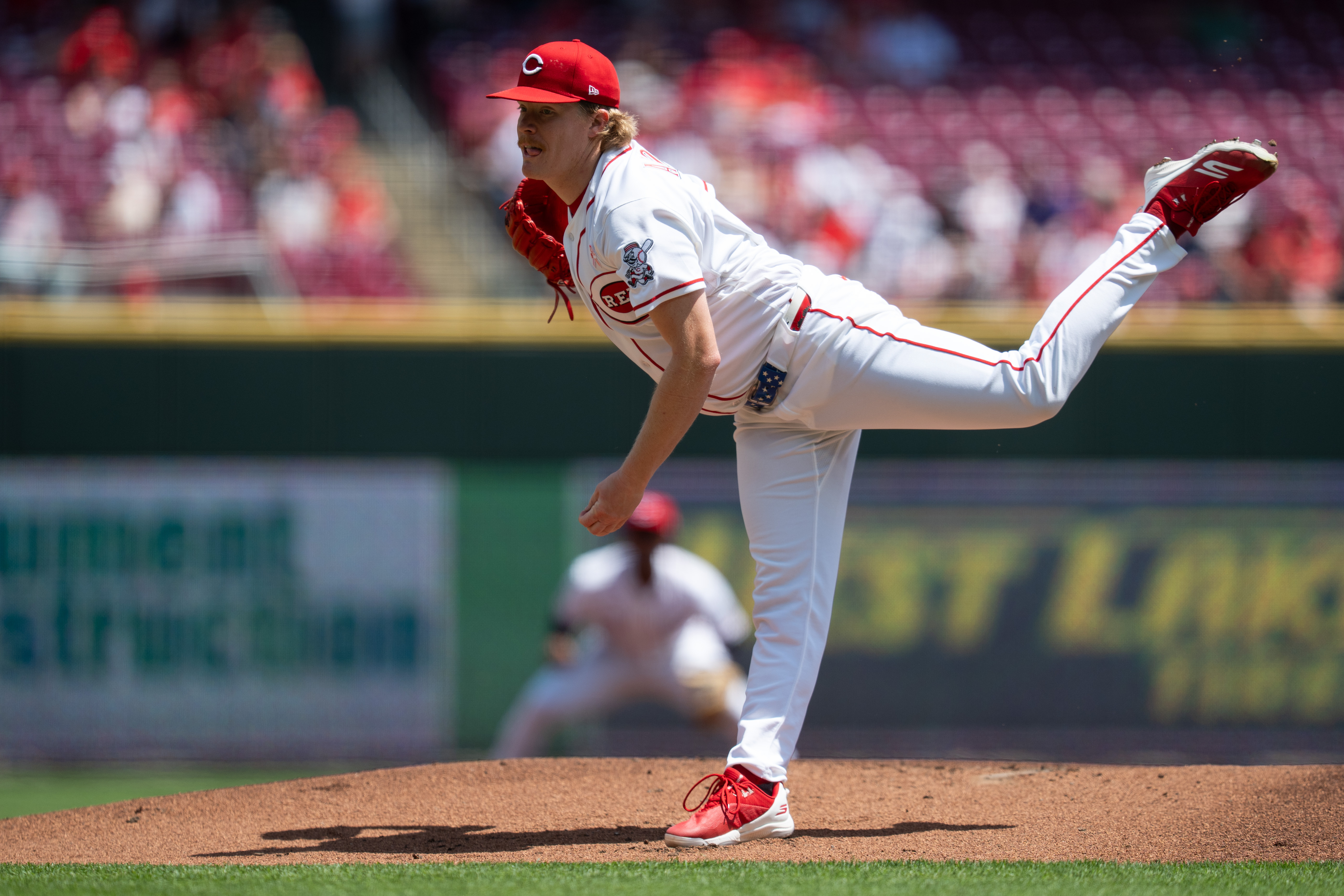 Cincinnati Reds pitcher Andrew Abbott - who's featured in my best NRFI bets today - throws.