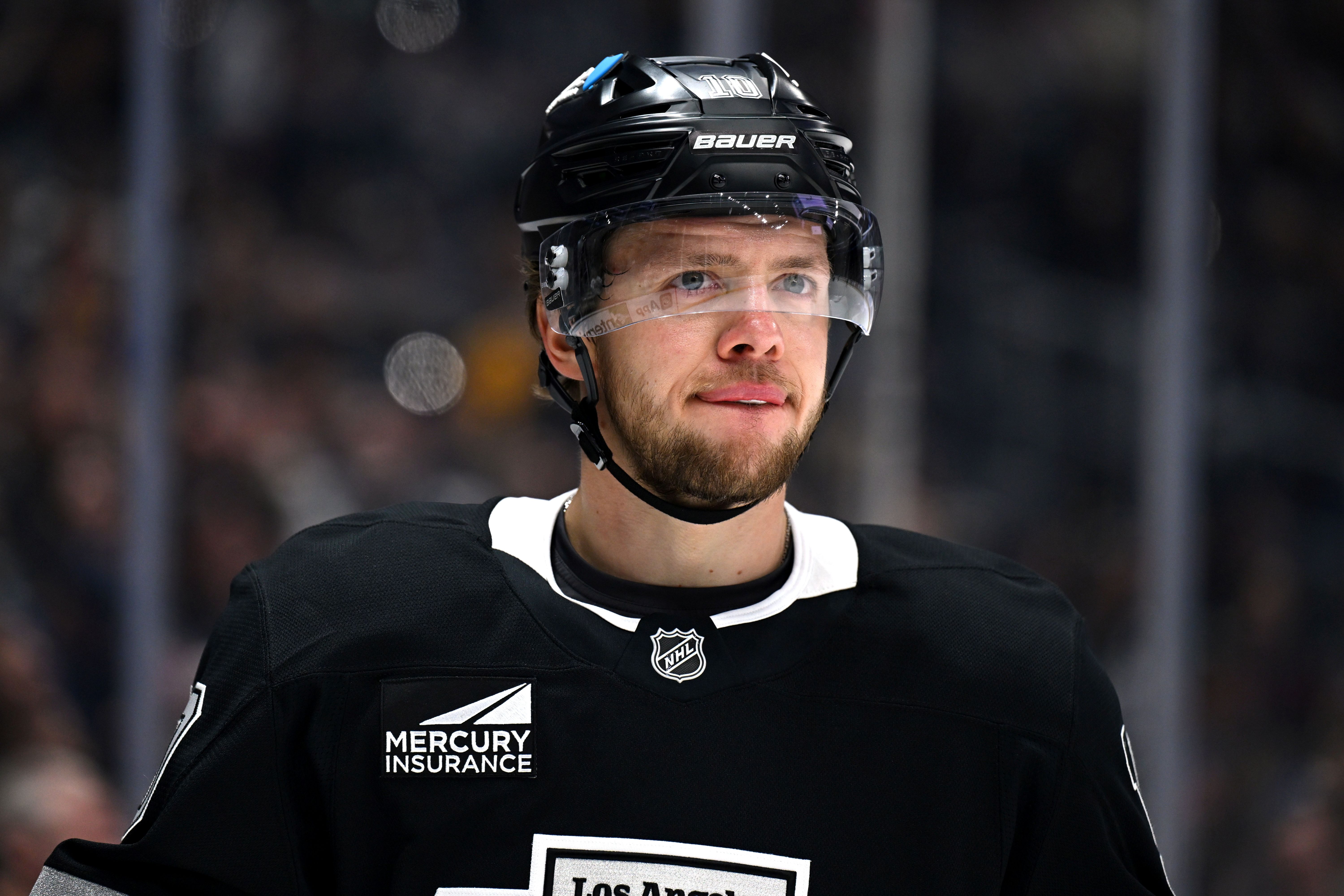 Los Angeles Kings left wing Artemi Panarin (10), seen here on the ice during a game, is featured in our Avalanche vs. Kings prediction for Game 3 tonight.