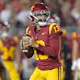 Quarterback Caleb Williams #13 of the USC Trojans sets to pass as we look at the best NFL draft odds