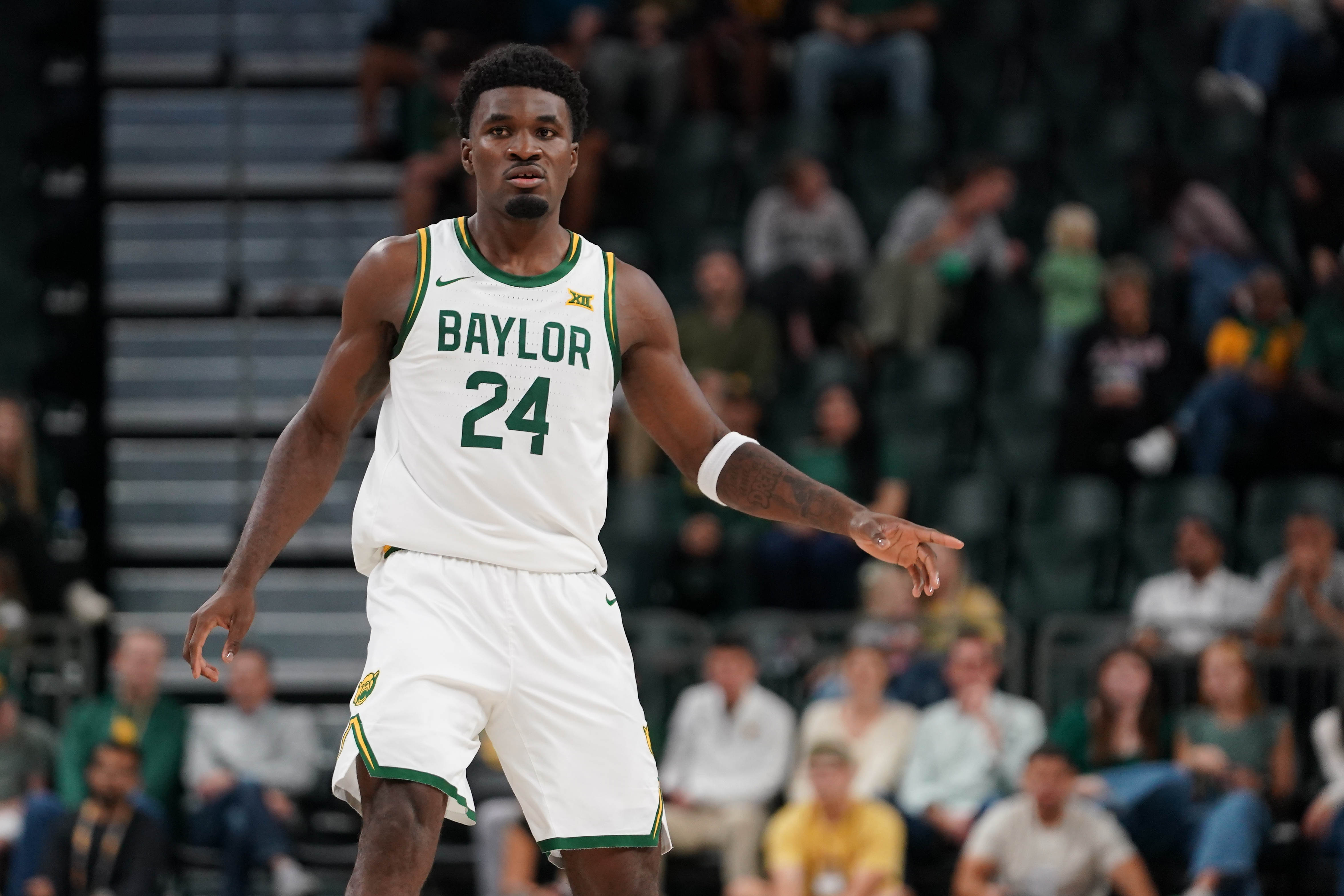 Baylor Bears guard Tounde Yessoufou on the court as we provide our Washington vs. Baylor prediction