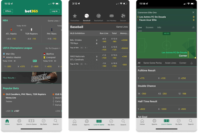 bet365 Sportsbook app on iOS devices. 