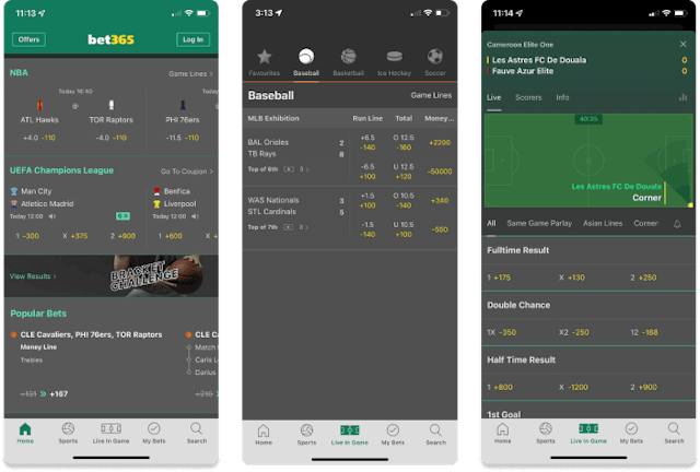 bet365 Sportsbook app on iOS devices.&nbsp;