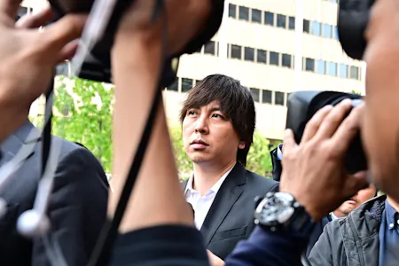 Ippei Mizuhara departs federal court after his arraignment in Los Angeles after pleading not guilty to bank and tax fraud in the wide-ranging sports betting case related to alleged theft from MLB superstar Shohei Ohtani.