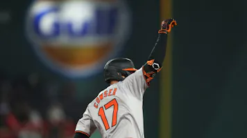 Colton Cowser of the Baltimore Orioles celebrates a solo home run in the fifth inning against the Boston Red Sox, and we look at the best MLB Rookie of the Year odds.