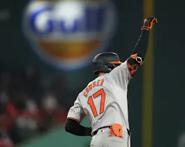 Colton Cowser of the Baltimore Orioles celebrates a solo home run in the fifth inning against the Boston Red Sox, and we look at the best MLB Rookie of the Year odds.
