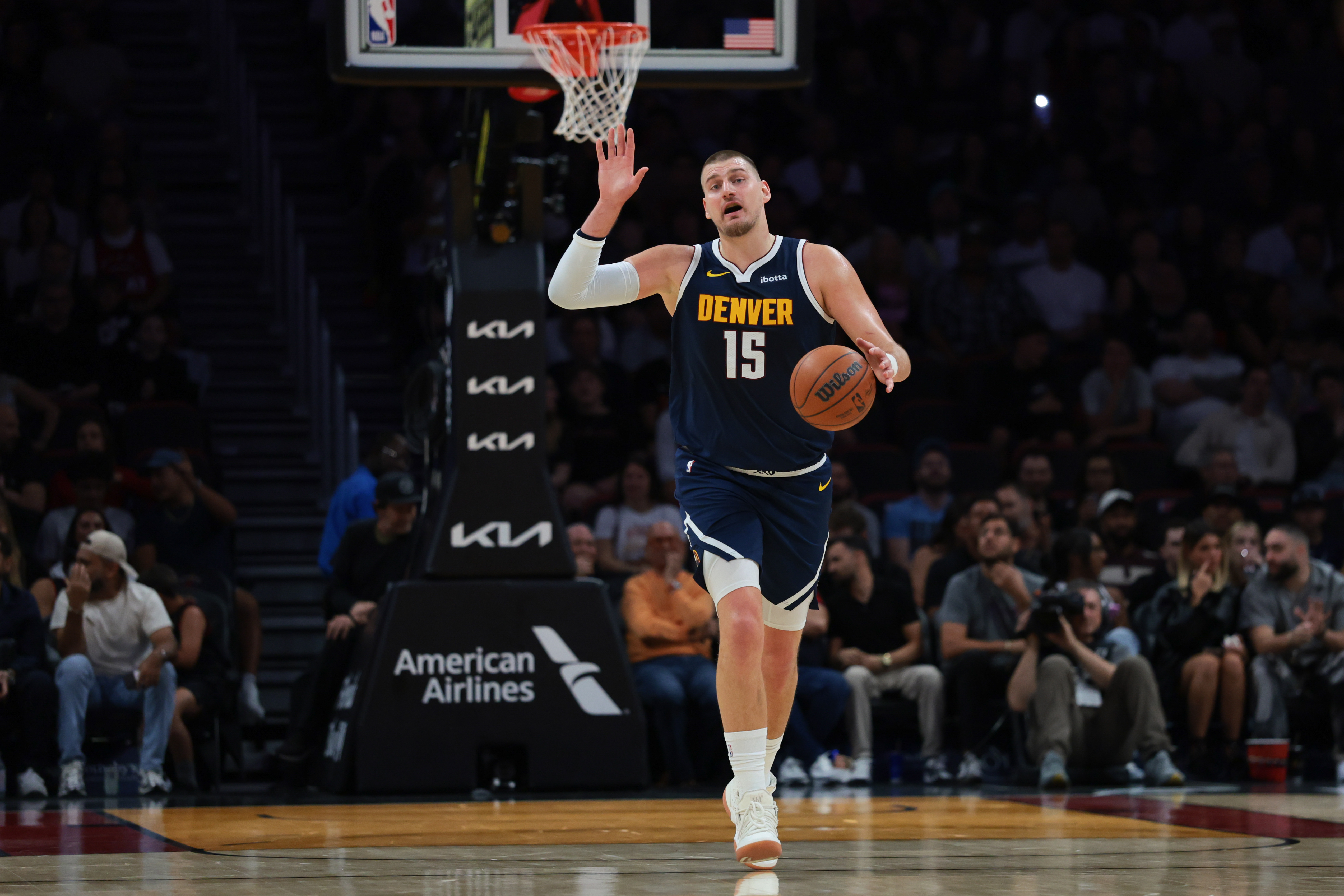 Denver Nuggets center Nikola Jokic dribbles as we make our best NBA player props today. 