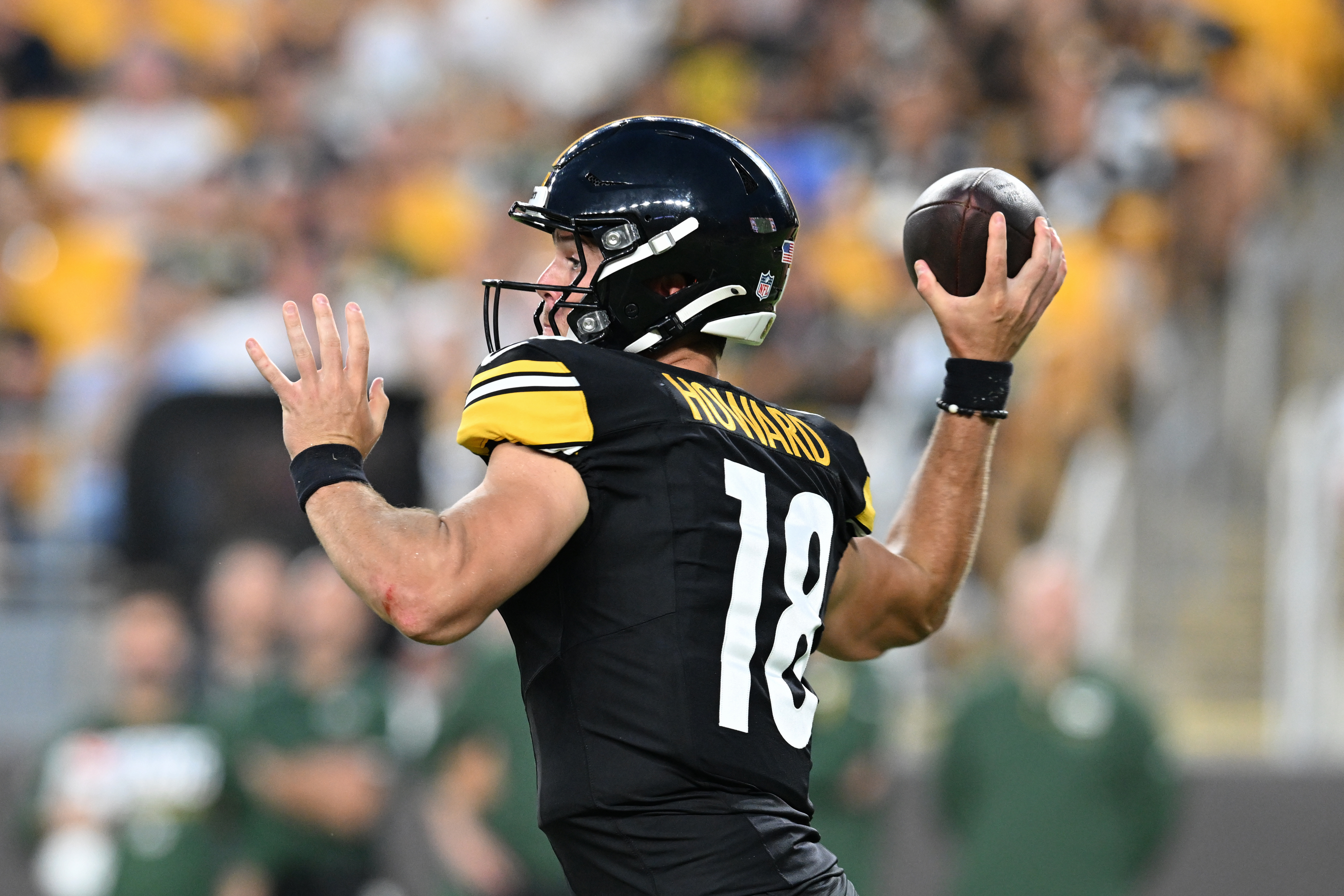 Pittsburgh Steelers quarterback Will Howard throws a pass as we make our best Jets vs. Steelers prediction.