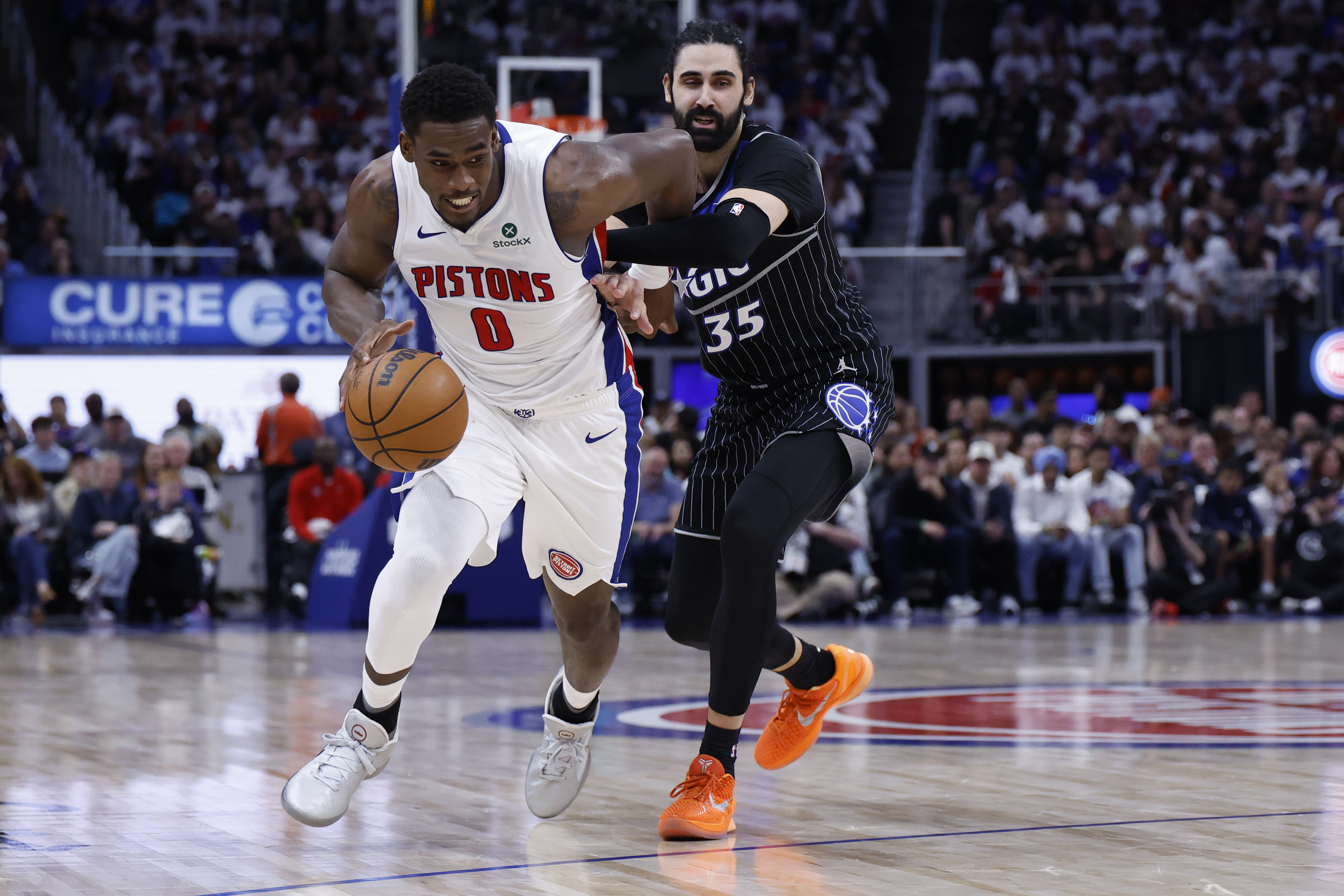 Jalen Duren (0) is the focus of our Magic vs. Pistons player props today. 