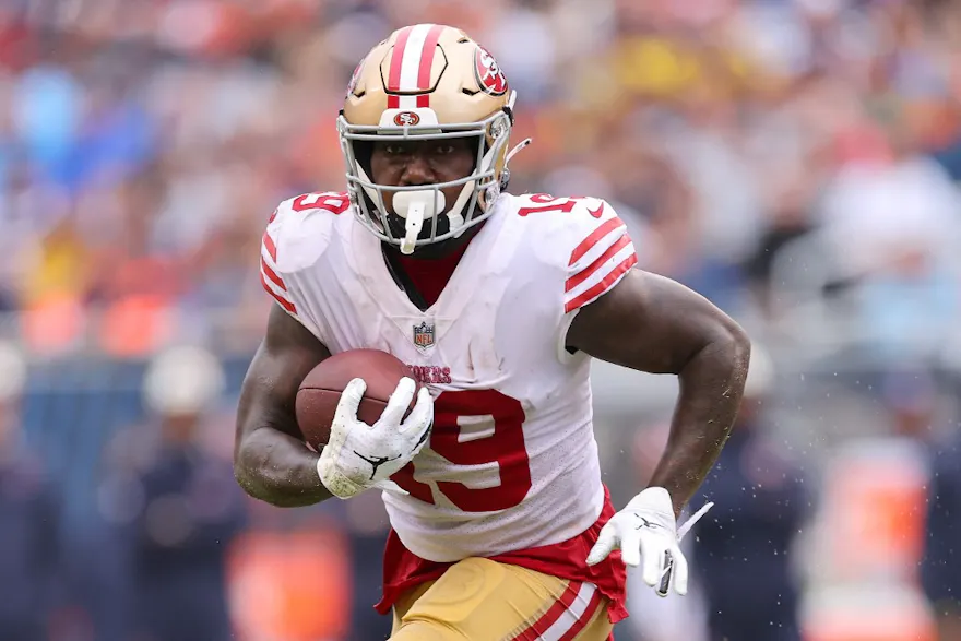 Deebo Samuel of the San Francisco 49ers runs for a touchdown as we look at the latest Super Bowl odds.