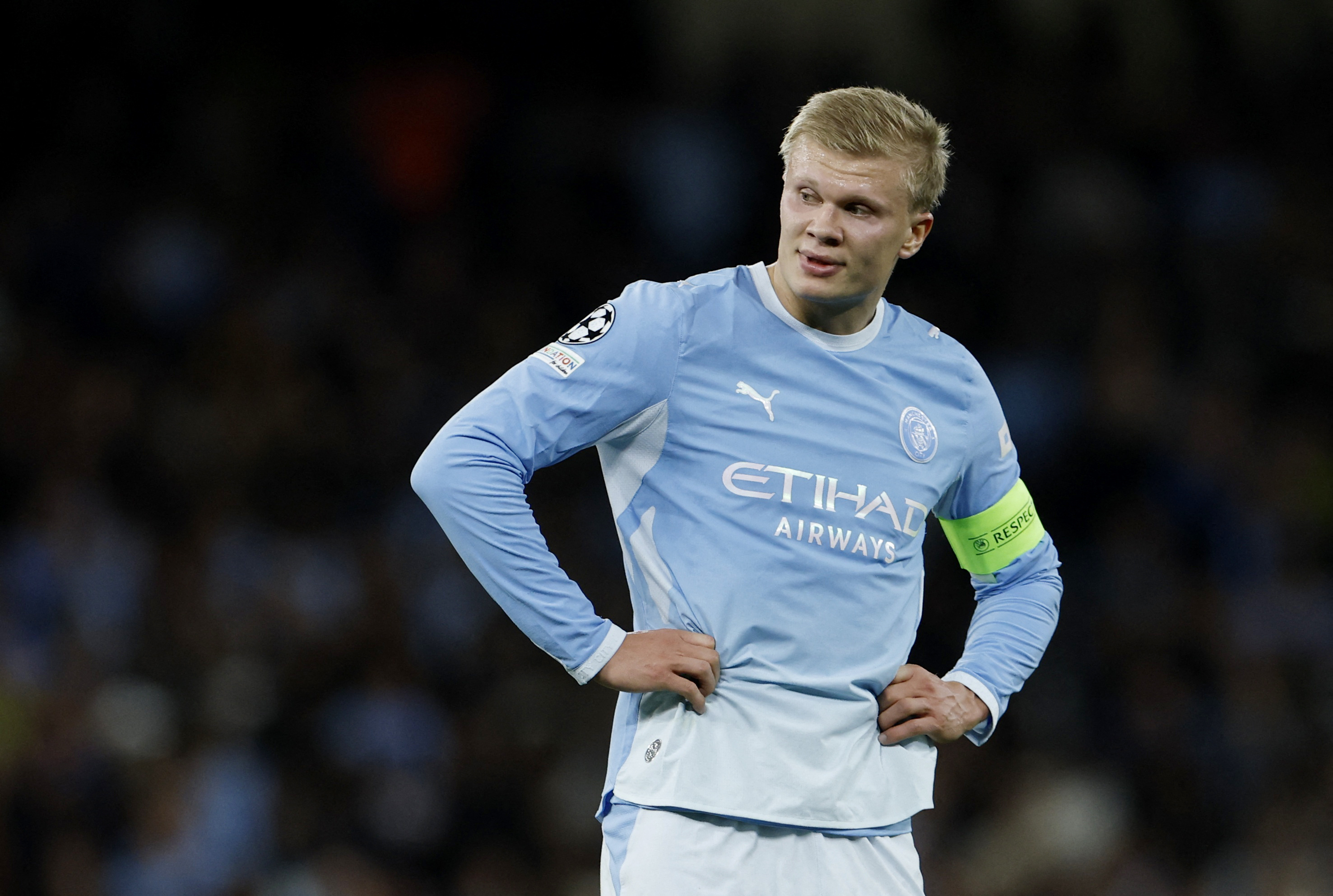 Manchester City's Erling Haaland looks on as we make our best Manchester City vs. Ipswich Town prediction