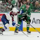 Casey Mittelstadt and Miro Heiskanen fight for the puck during the third period in Game 1 as we offer our expert prop picks for Game 2 of the second-round series between the Colorado Avalanche and Dallas Stars. 
