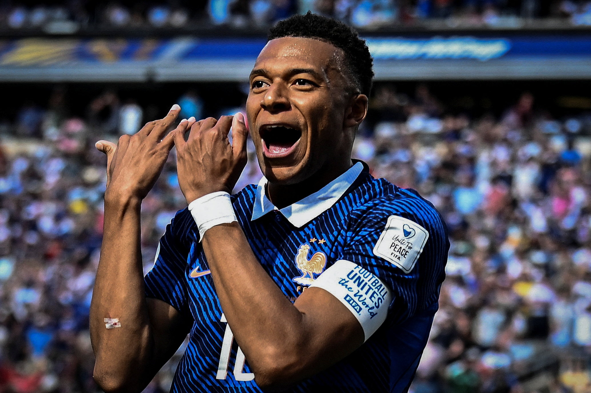France's Kylian Mbappe celebrates scoring as we make our best Turkiye vs. France prediction
