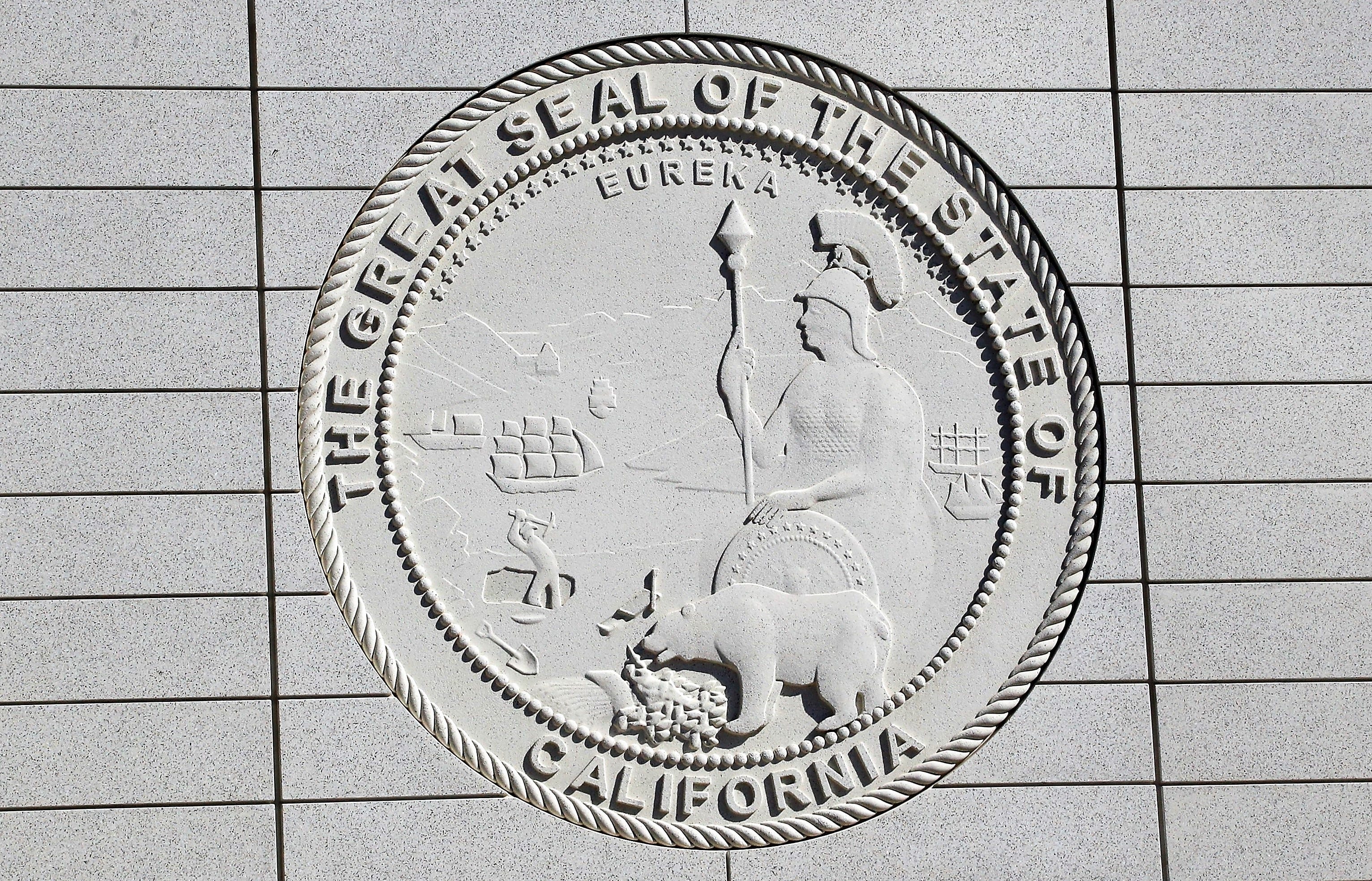 The state of California's seal on the outside of the new Shasta County Courthouse as we look at the state's denial of a Tribal request to cease Kalshi operations. 