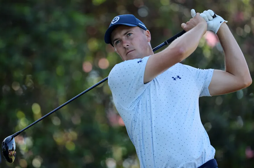 Jordan Spieth of the United States plays his shot from the ninth tee during the second round of the Sony Open in Hawaii at Waialae Country Club on January 13, 2023 in Honolulu, Hawaii.