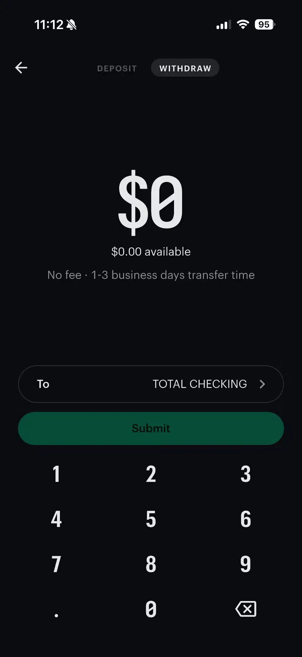 Kalshi banking page for withdrawals