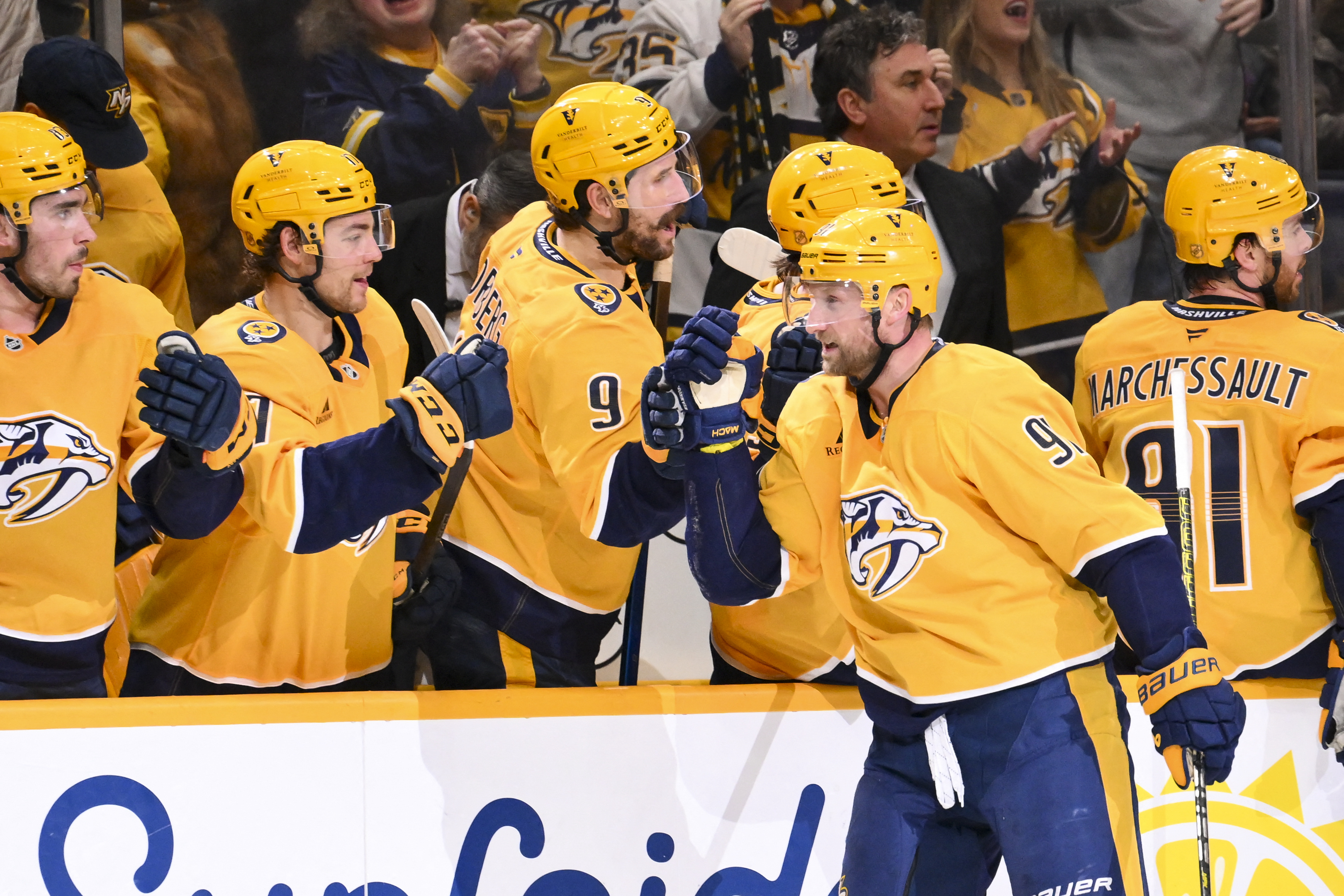 Steven Stamkos celebrating a goal as we provide our Red Wings vs. Predators prediction & odds.