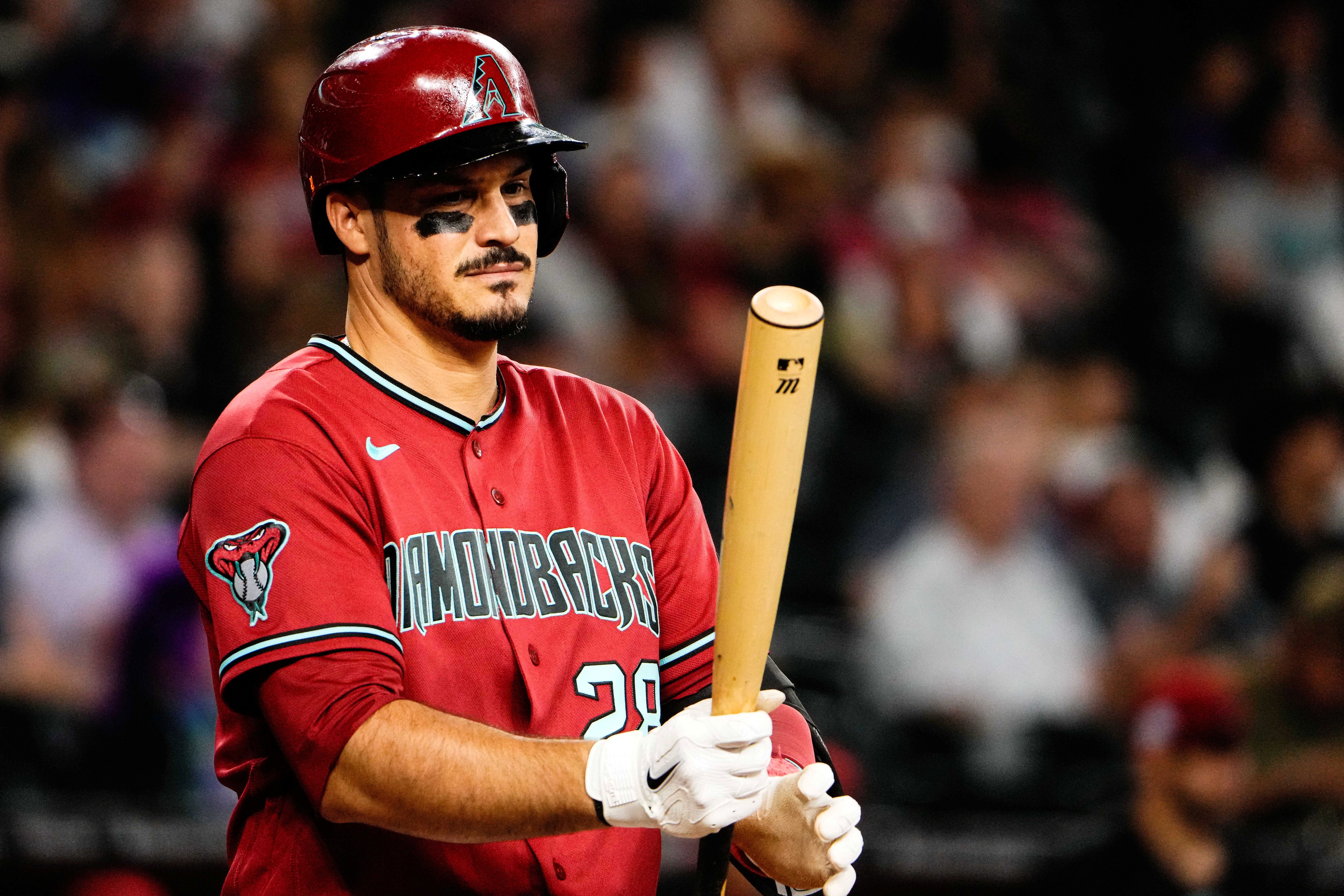 Arizona Diamondbacks third baseman Nolan Arenado (28), seen here during a game, is featured in our Diamondbacks vs. Reds prediction.